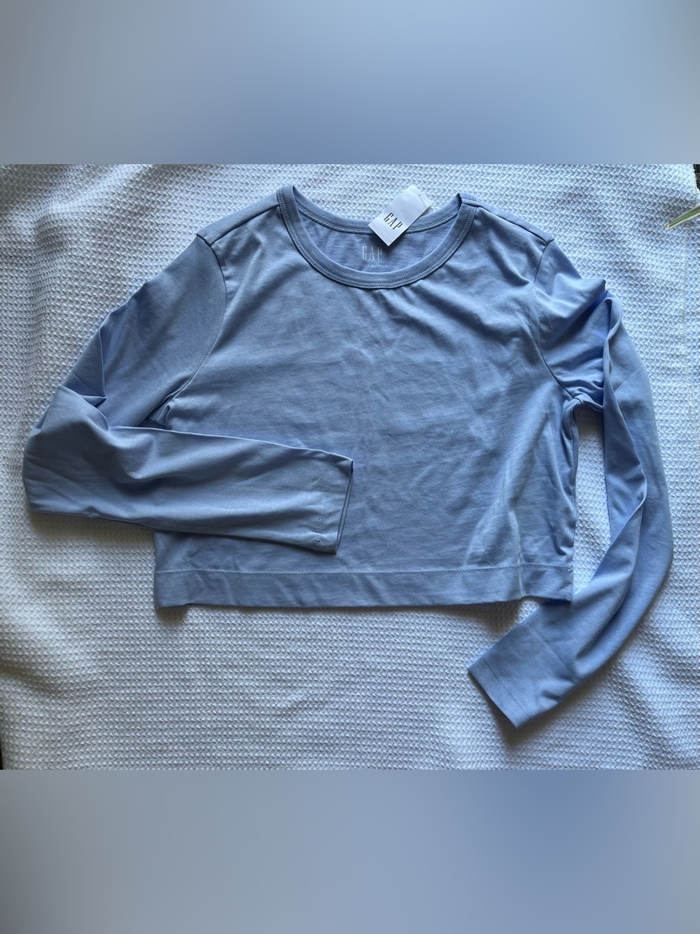 Long Sleeve Cropped Tee, petite XS, 100% cotton, Sky Blue, GAP, NWT